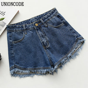 Ripped frayed Edge denim shorts women