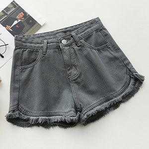 Ripped frayed Edge denim shorts women