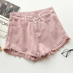 Ripped frayed Edge denim shorts women