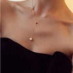 Lady Simulated Pearl Long Pendant Necklaces