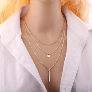 Fashion Multilayer Sequins Rhinestone Tassel Pendants Chain Necklace
