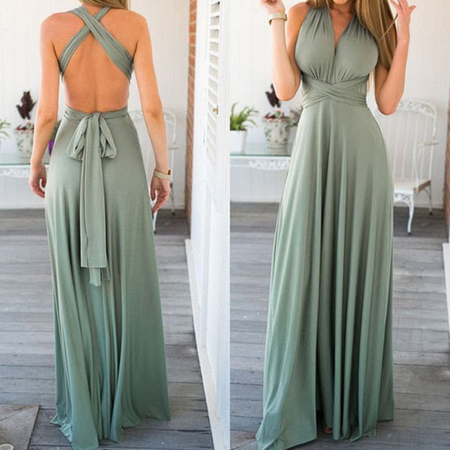 Long Dress Bridesmaid Formal Multi Way Wrap Convertible