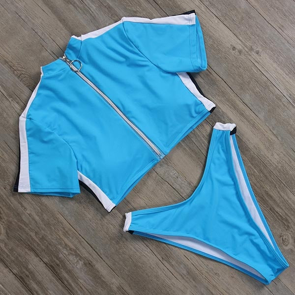 Short Sleeve Bikini Swimwear Women