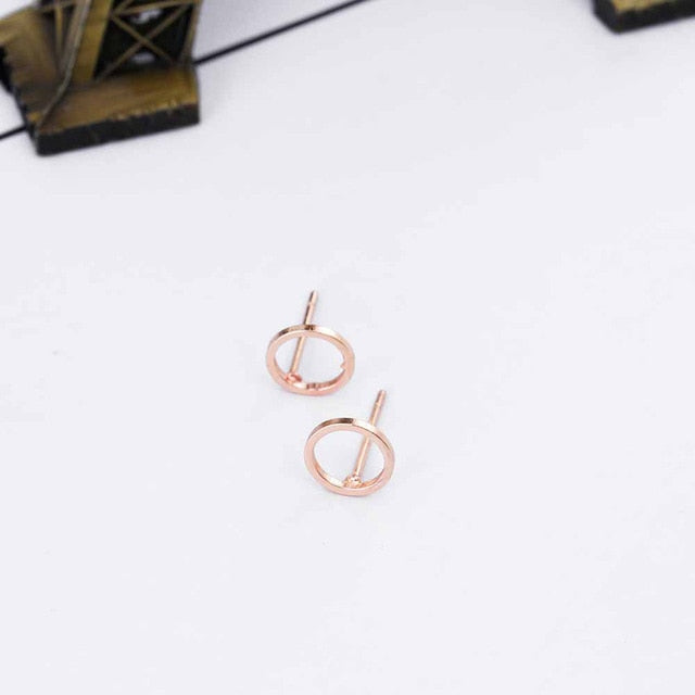 Fashion Minimalist Jewelry Gold Sliver Punk Geometric Round Circle Stud Earrings for Women