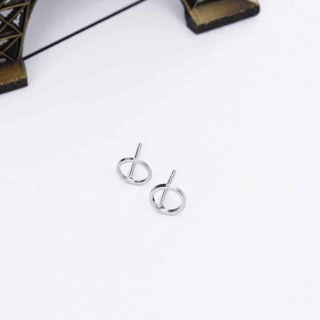 Fashion Minimalist Jewelry Gold Sliver Punk Geometric Round Circle Stud Earrings for Women