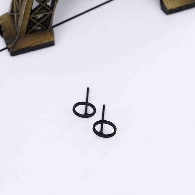 Fashion Minimalist Jewelry Gold Sliver Punk Geometric Round Circle Stud Earrings for Women