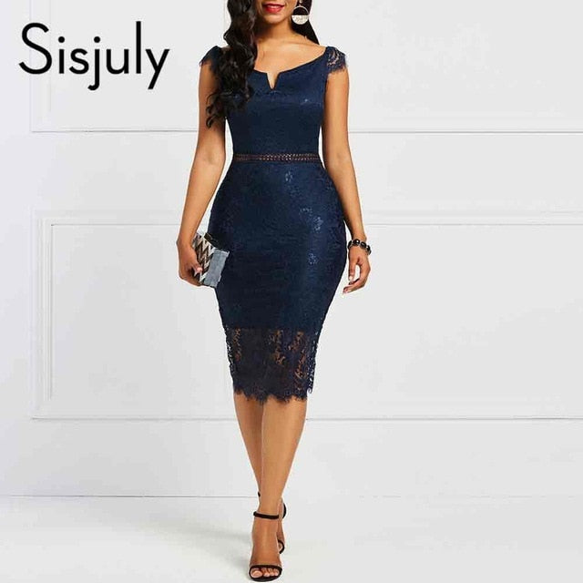 Bodycon Women Dress Lace Slash Neck