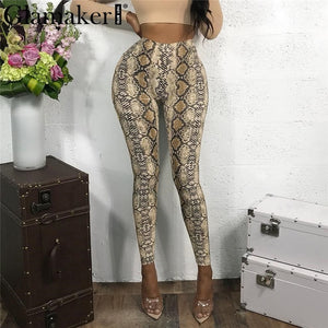 Snake print high waist long pant