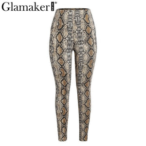 Snake print high waist long pant