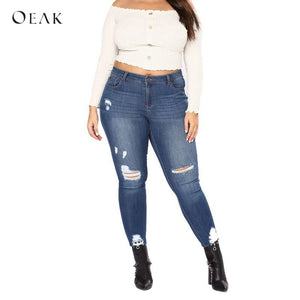 Vintage High Waist Hole Ripped Denim