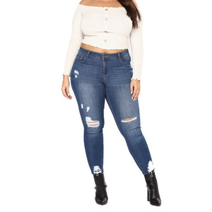 Vintage High Waist Hole Ripped Denim