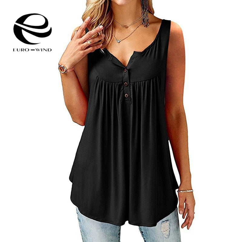 Plus Size 5XL Sexy V-Neck Button T-Shirt Women 2019