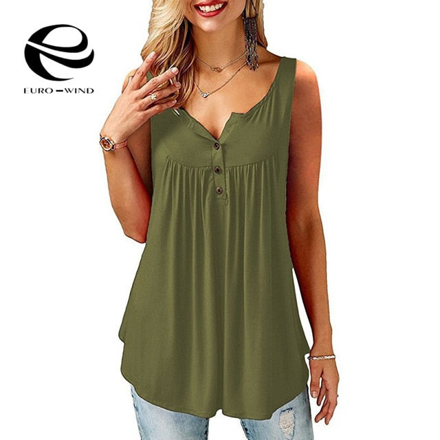 Plus Size 5XL Sexy V-Neck Button T-Shirt Women 2019