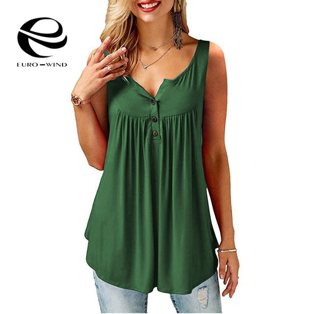 Plus Size 5XL Sexy V-Neck Button T-Shirt Women 2019