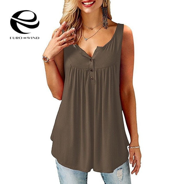 Plus Size 5XL Sexy V-Neck Button T-Shirt Women 2019