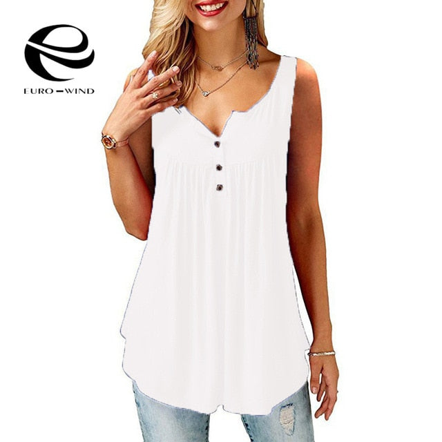 Plus Size 5XL Sexy V-Neck Button T-Shirt Women 2019