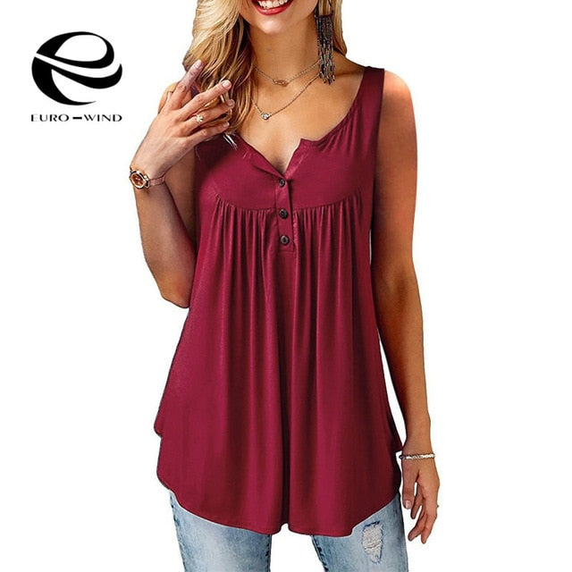 Plus Size 5XL Sexy V-Neck Button T-Shirt Women 2019