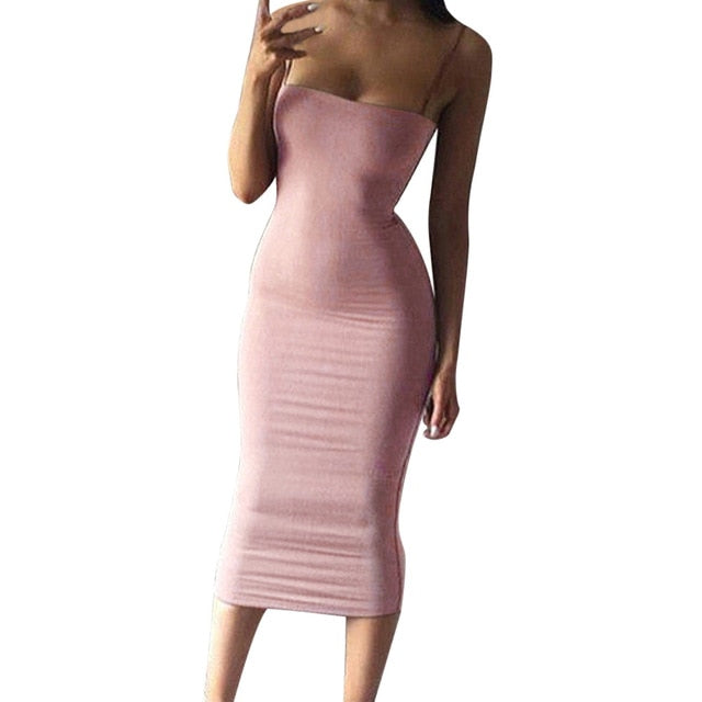 Vestido Sleeveless Slim Bodycon Dress