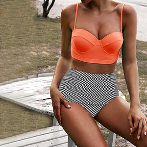 2019 New Bikinis Women Swimsuit High Waist Bathing Suit Plus Size Swimwear Push Up Bikini Set Vintage Beach Wear bathing suit #6