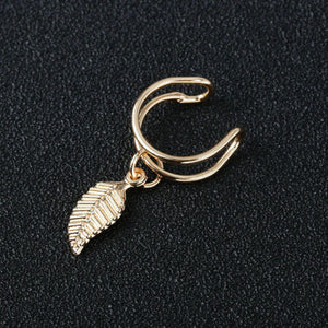 1pc Cross Leaf Ear Clip Cuff Wrap