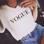 VOGUE Letter Print Women's Tee Tops