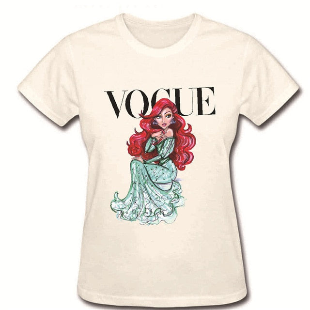 VOGUE Letter Print Women's Tee Tops