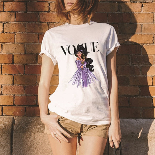 VOGUE Letter Print Women's Tee Tops