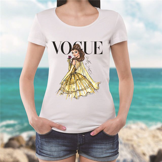 VOGUE Letter Print Women's Tee Tops