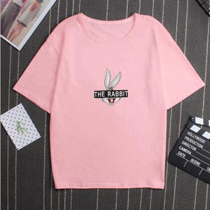 Cute Rabbit Print T shirt Women Spring