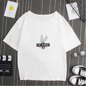 Cute Rabbit Print T shirt Women Spring