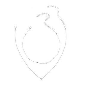 Double Layers Choker Necklaces Heart
