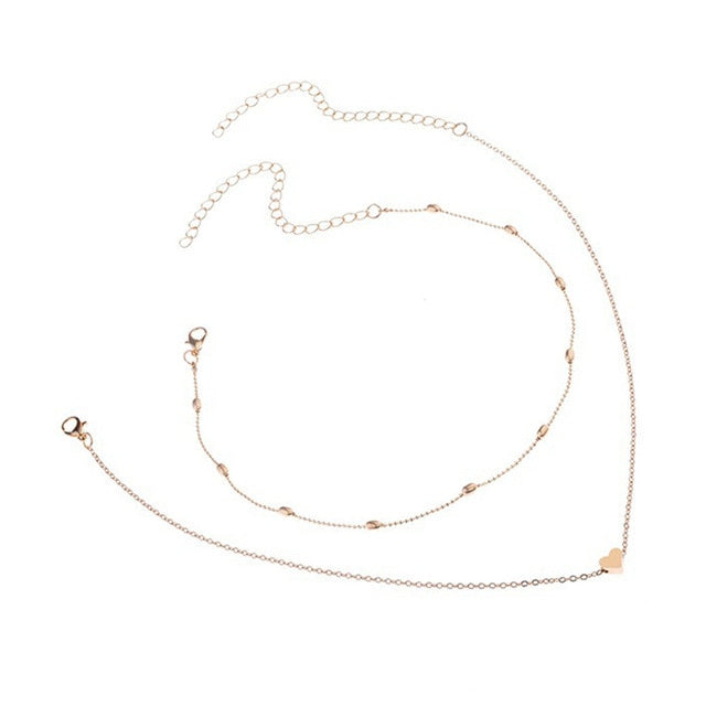 Double Layers Choker Necklaces Heart