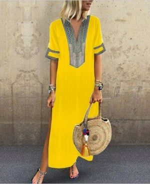 Women Short Sleeve V Neck Dress