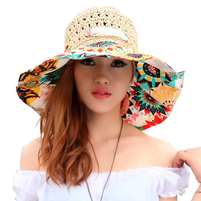 Flower Foldable Brimmed Sun Hat Summer