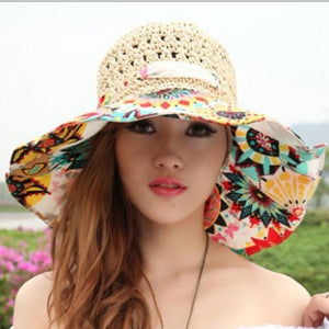 Flower Foldable Brimmed Sun Hat Summer