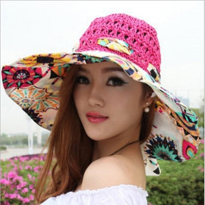 Flower Foldable Brimmed Sun Hat Summer