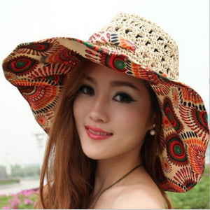 Flower Foldable Brimmed Sun Hat Summer