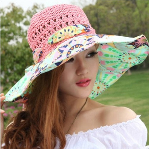 Flower Foldable Brimmed Sun Hat Summer