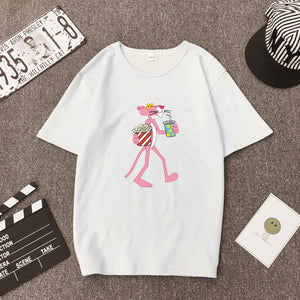 Cute Cartoon Pink Panther Women T-shirt