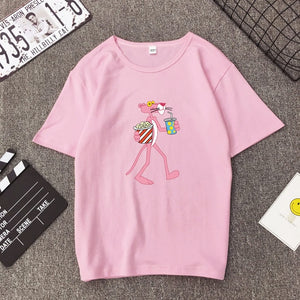 Cute Cartoon Pink Panther Women T-shirt