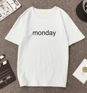 MONDAY Print Women T shirt Spring