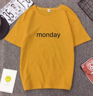 MONDAY Print Women T shirt Spring